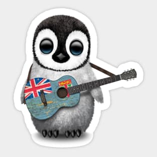 Baby Penguin Playing Fiji Flag Guitar Sticker